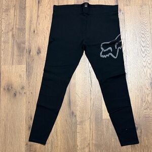 Fox Black Leggings with Gray Logo